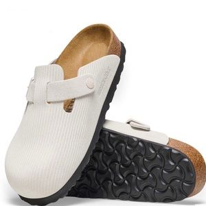 BIRKENSTOCK BOSTON SFB CORDUROY SUEDE ANTIQUE WHITE 39N